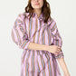 LMND Chiara Classic Shirt in Violet/Caramel/Electric Indigo Stripes - the tartan fox