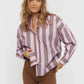 LMND Chiara Classic Shirt in Violet/Caramel/Electric Indigo Stripes - the tartan fox