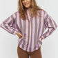 LMND Chiara Classic Shirt in Violet/Caramel/Electric Indigo Stripes - the tartan fox