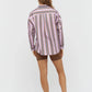 LMND Chiara Classic Shirt in Violet/Caramel/Electric Indigo Stripes - the tartan fox