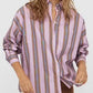 LMND Chiara Classic Shirt in Violet/Caramel/Electric Indigo Stripes - the tartan fox