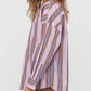 LMND Chiara Classic Shirt in Violet/Caramel/Electric Indigo Stripes - the tartan fox