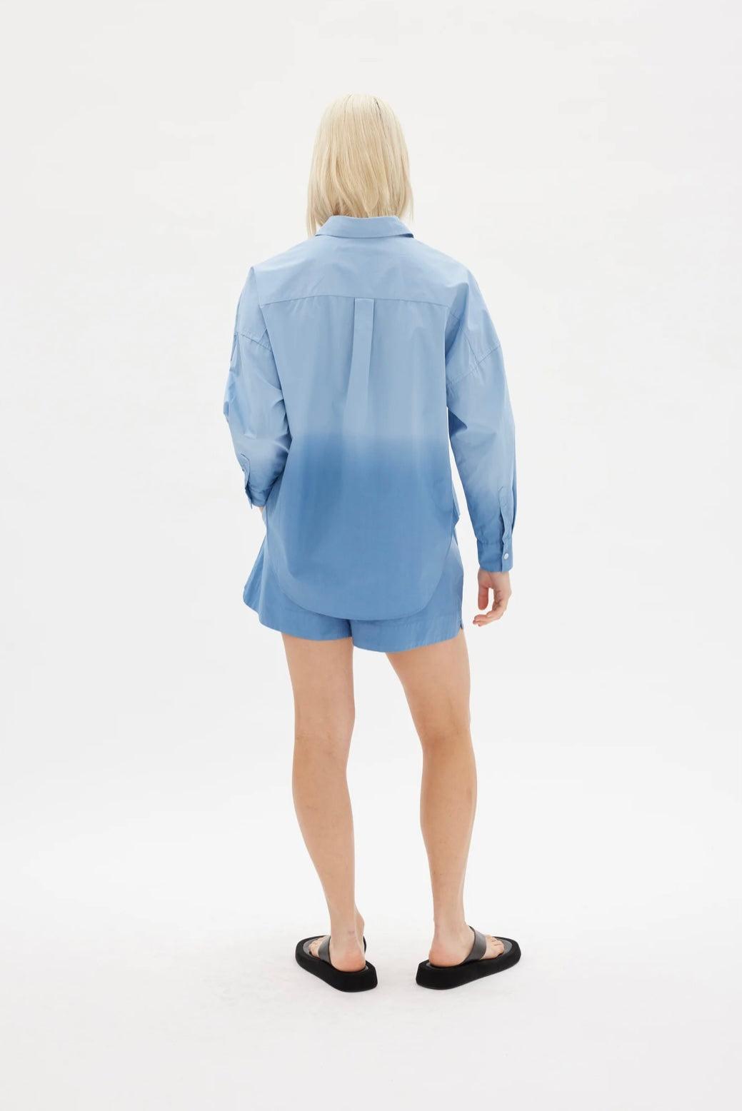 LMND Chiara Dip Dyed Shirt in Powder Blue - the tartan fox