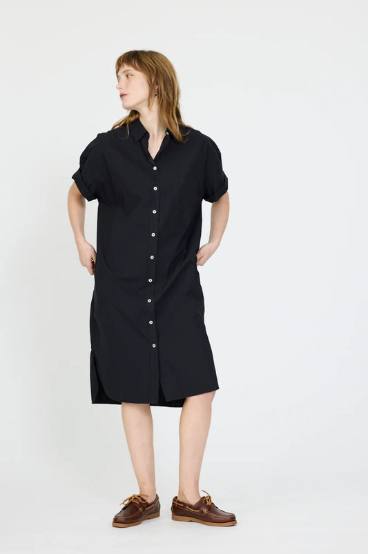 LMND Chiara Shirt Dress Short Sleeve in Black - the tartan fox