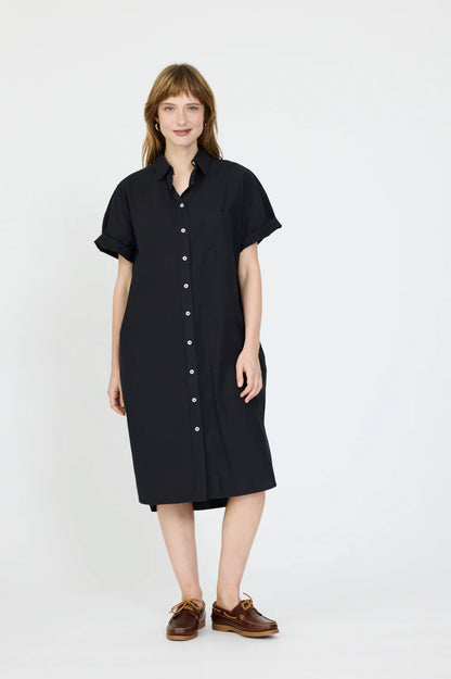 LMND Chiara Shirt Dress Short Sleeve in Black - the tartan fox