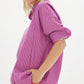 LMND Chiara Shirt Mid Length in Fuschia and White Stripe - the tartan fox