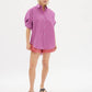 LMND Chiara Shirt Mid Length in Fuschia and White Stripe - the tartan fox