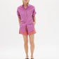 LMND Chiara Shirt Mid Length in Fuschia and White Stripe - the tartan fox