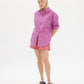 LMND Chiara Shirt Mid Length in Fuschia and White Stripe - the tartan fox