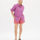 LMND Chiara Shirt Mid Length in Fuschia and White Stripe - the tartan fox