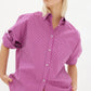 LMND Chiara Shirt Mid Length in Fuschia and White Stripe - the tartan fox