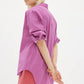 LMND Chiara Shirt Mid Length in Fuschia and White Stripe - the tartan fox