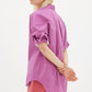 LMND Chiara Shirt Mid Length in Fuschia and White Stripe - the tartan fox