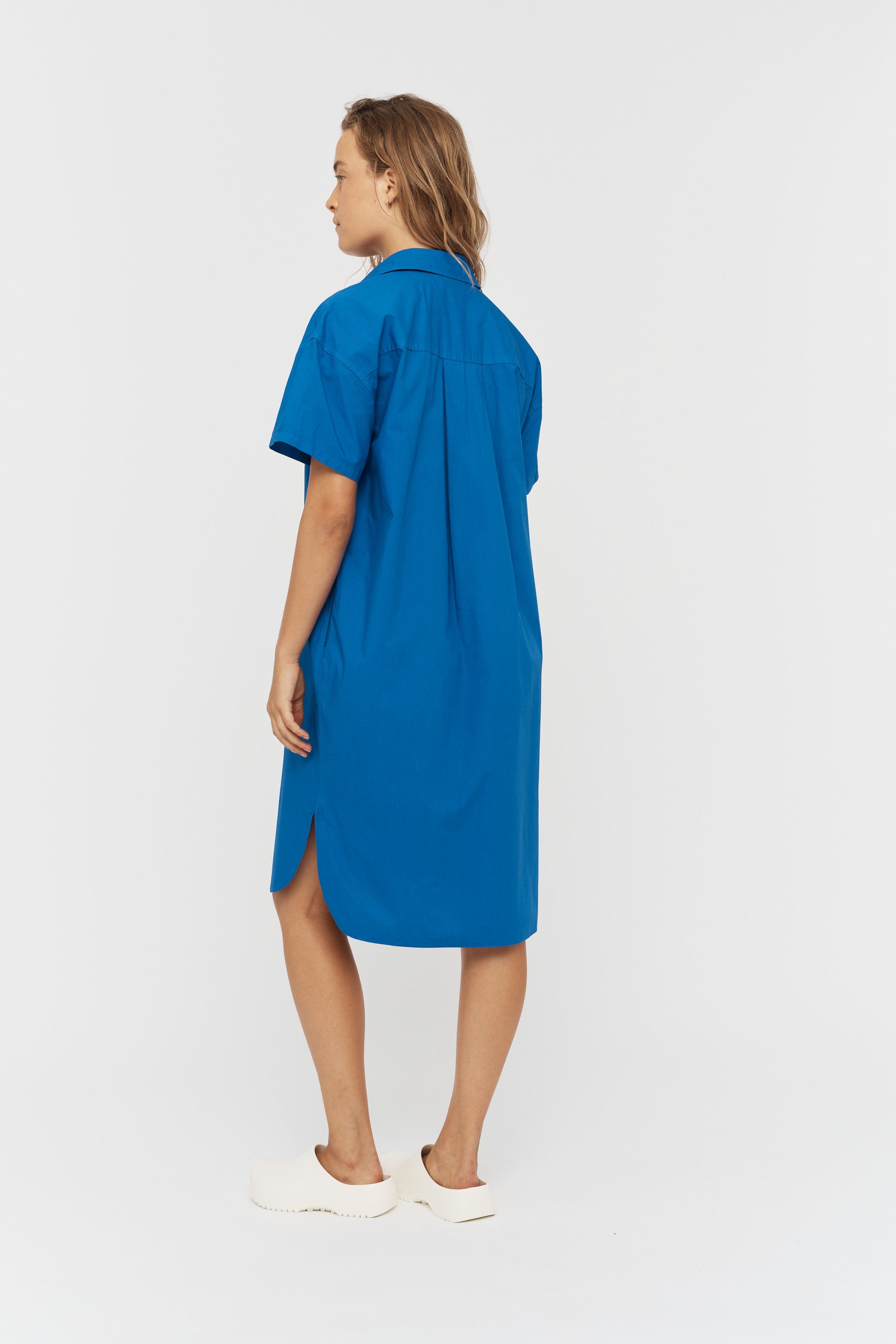 LMND Chiara Short Sleeve Shirt Dress in Electric Blue - the tartan fox