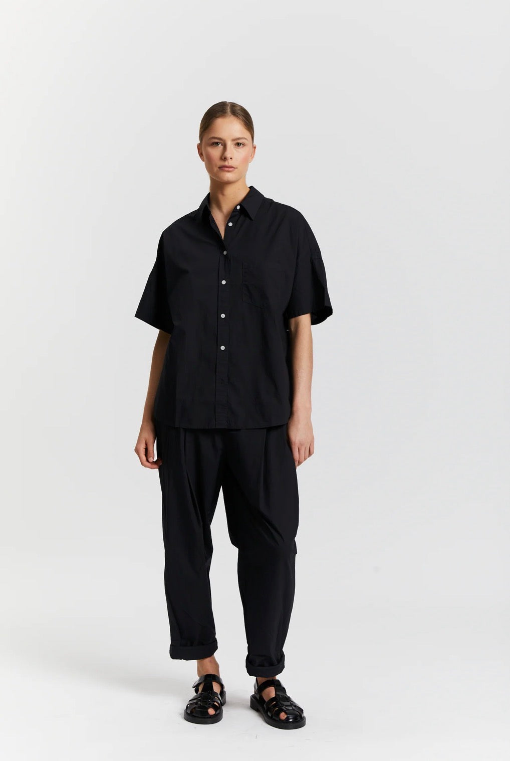LMND Chiara Short Sleeve Shirt in Black