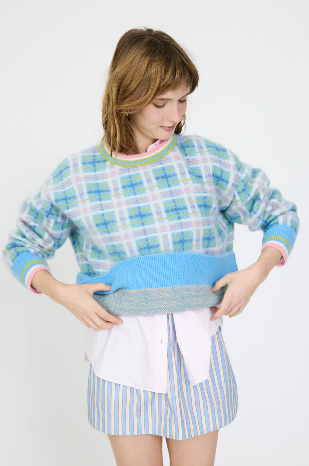 LMND Dakota Knit in Grape Mist Plaid - the tartan fox