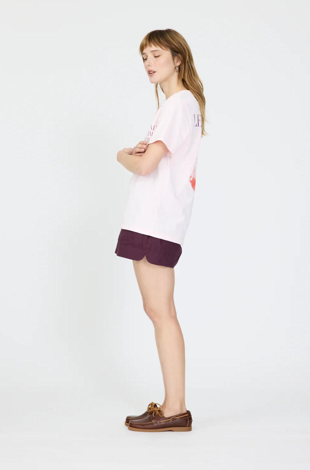 LMND Good Times Club T-Shirt in Barely Pink / Fig / Mandarina - the tartan fox