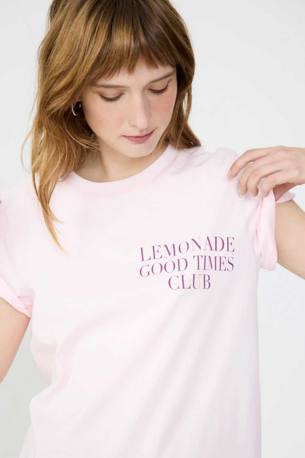 LMND Good Times Club T-Shirt in Barely Pink / Fig / Mandarina - the tartan fox