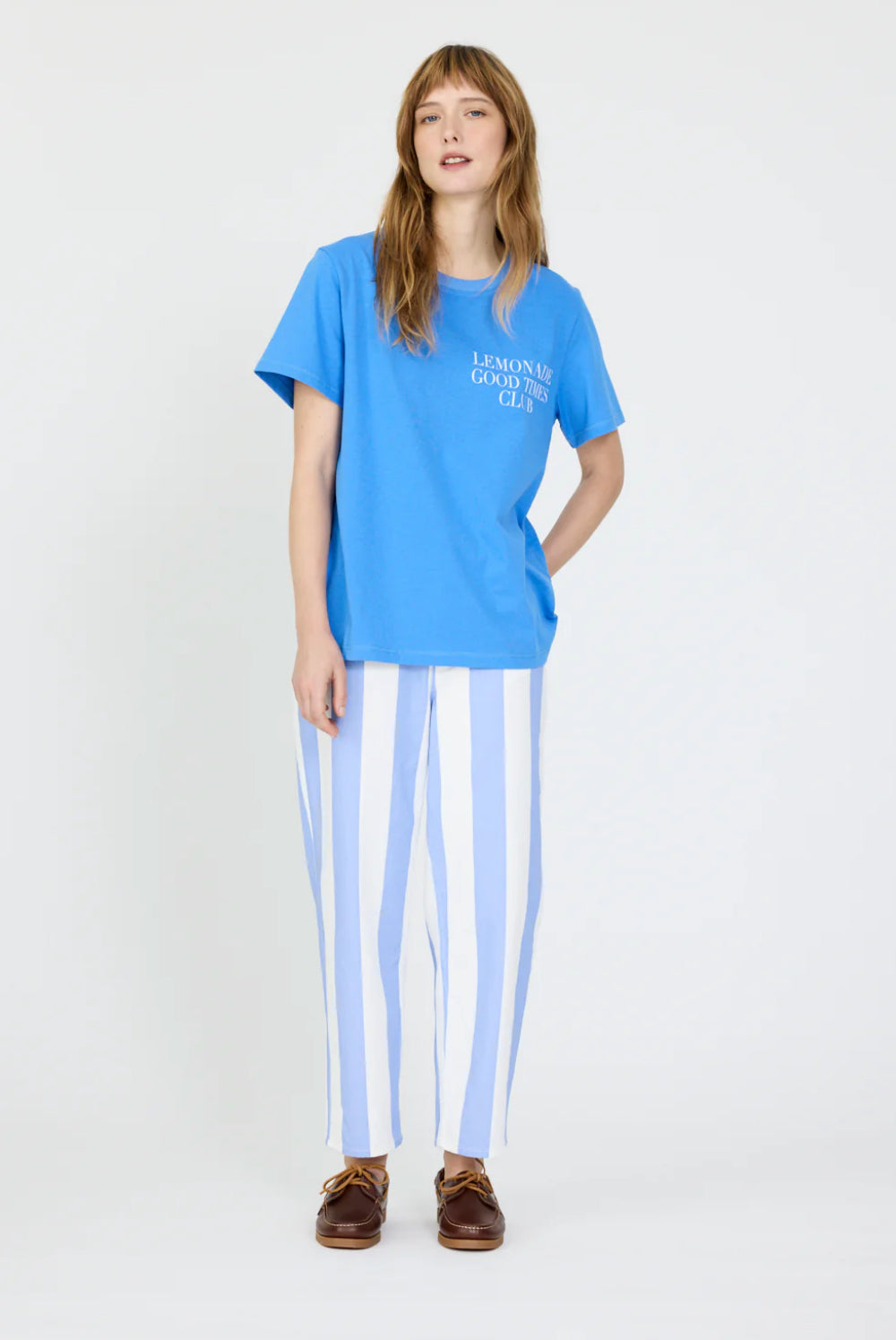 LMND Good Times Club T-Shirt in Ink Blue / Off White - the tartan fox