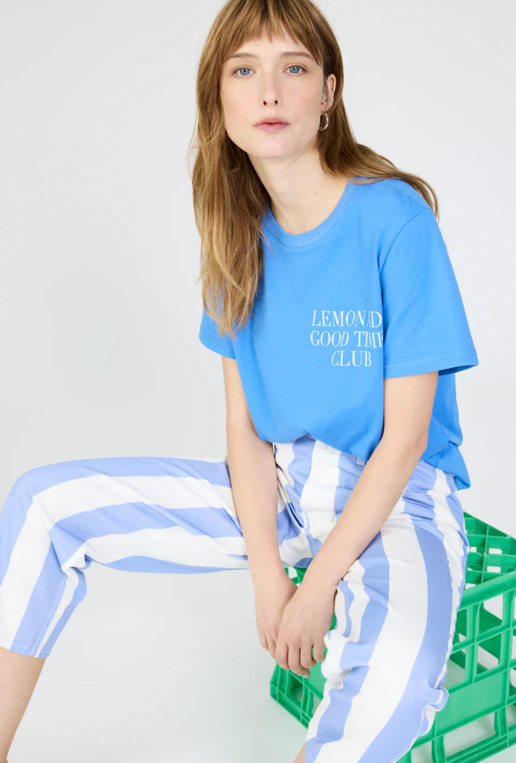 LMND Good Times Club T-Shirt in Ink Blue / Off White - the tartan fox