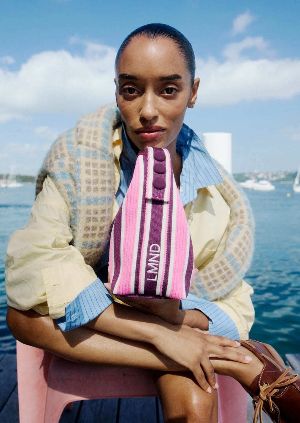 LMND Lilo Mini Bag in Fig/Plumeria Stripe