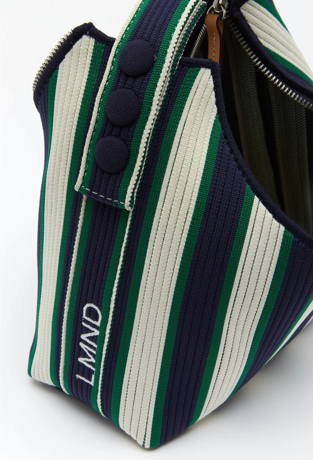 LMND Lilo Mini Bag in Navy/Verde Stripe