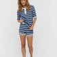 LMND Luna Striped Short in Ink Blue/White - the tartan fox