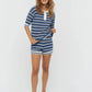 LMND Luna Striped Short in Ink Blue/White - the tartan fox