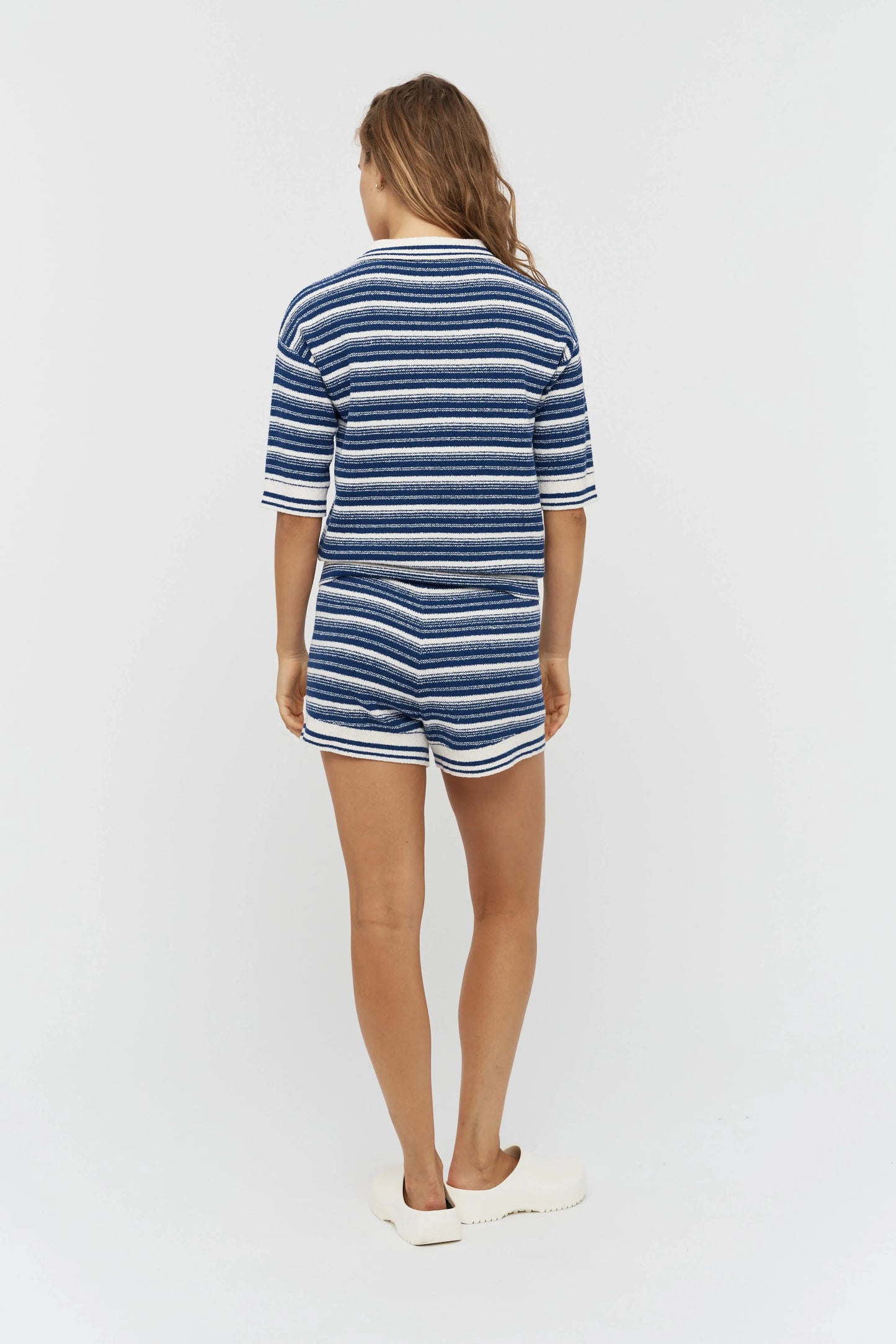 LMND Luna Striped Short in Ink Blue/White - the tartan fox