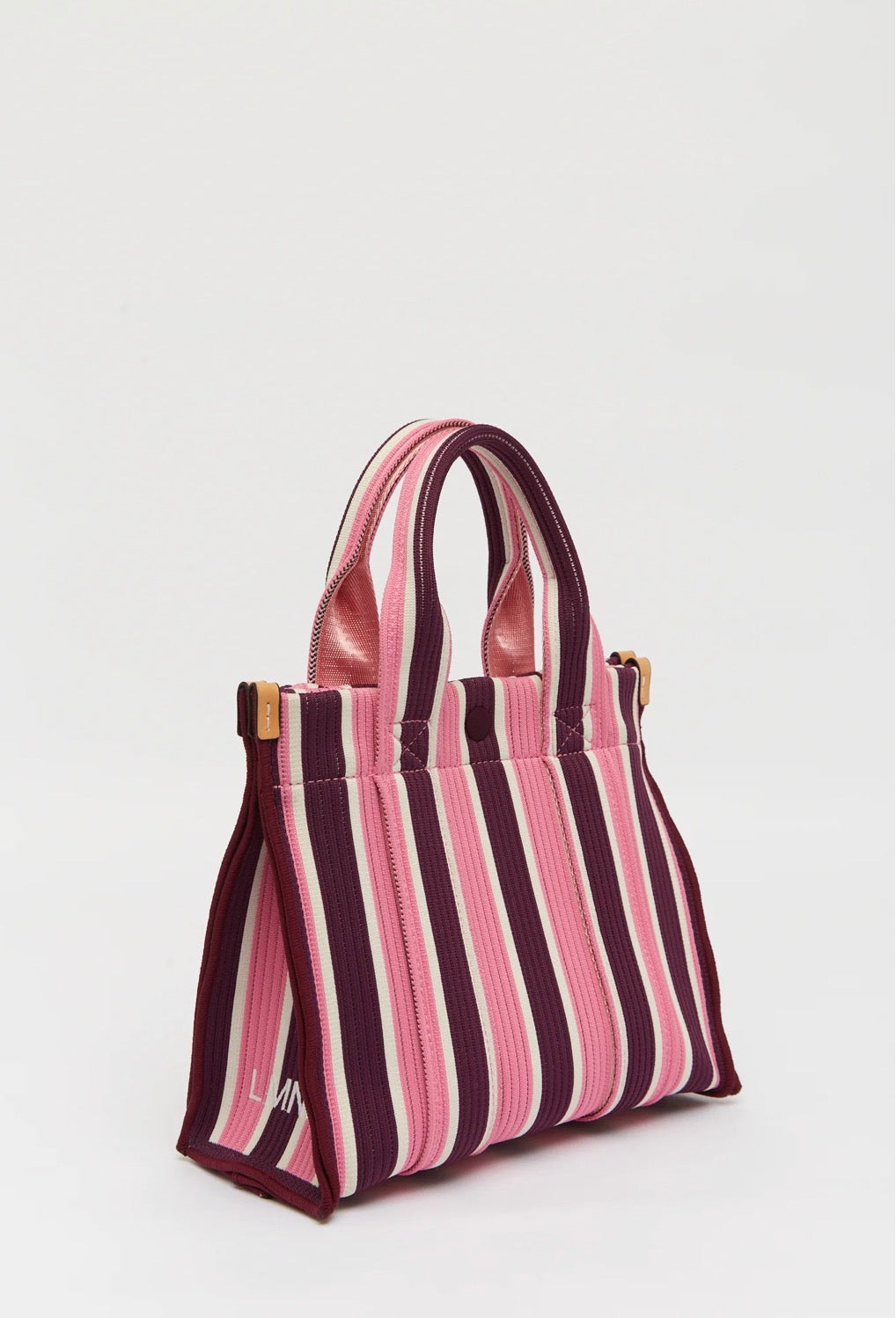 LMND Rialto Small Tote in Fig/Plumeria Stripe