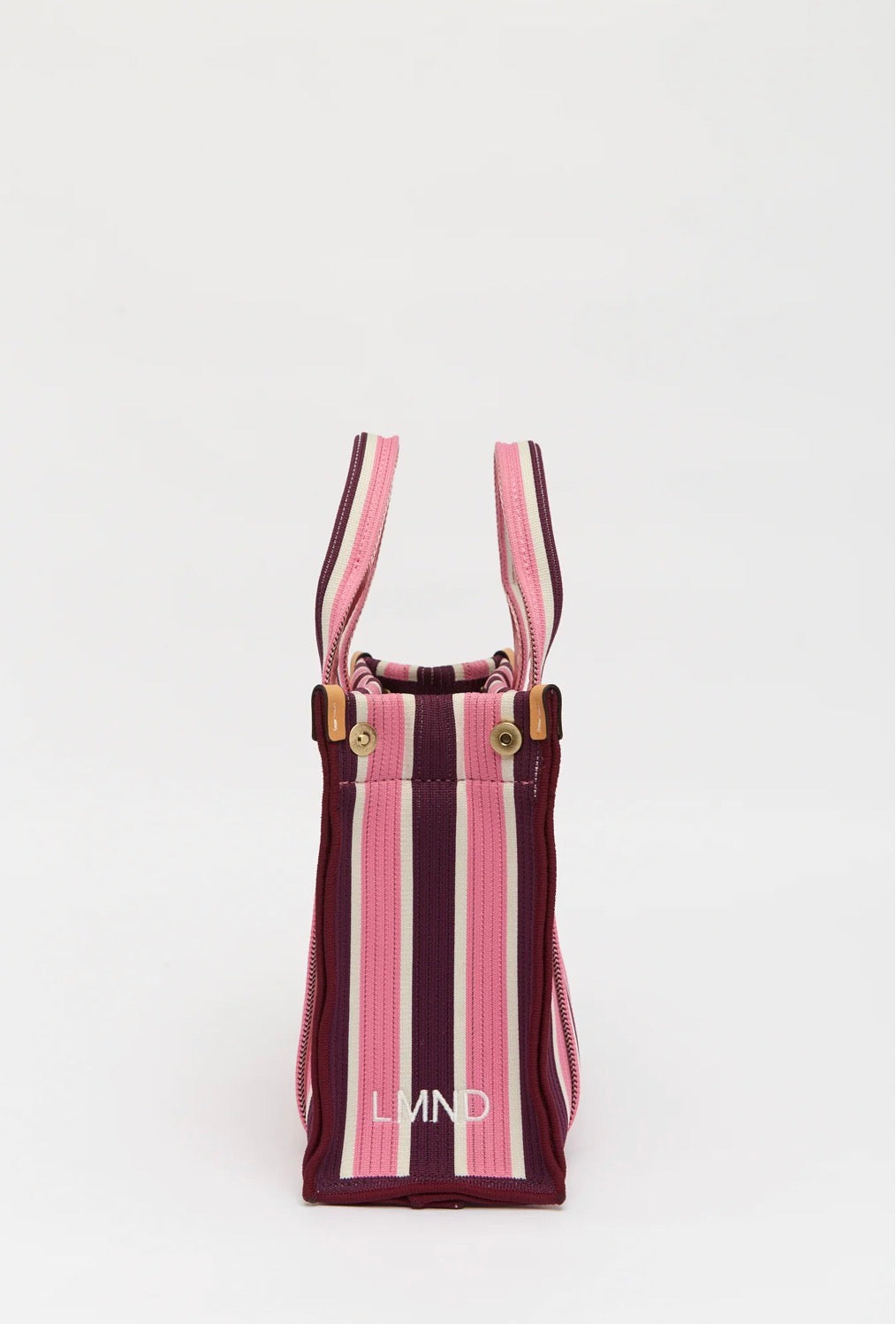 LMND Rialto Small Tote in Fig/Plumeria Stripe