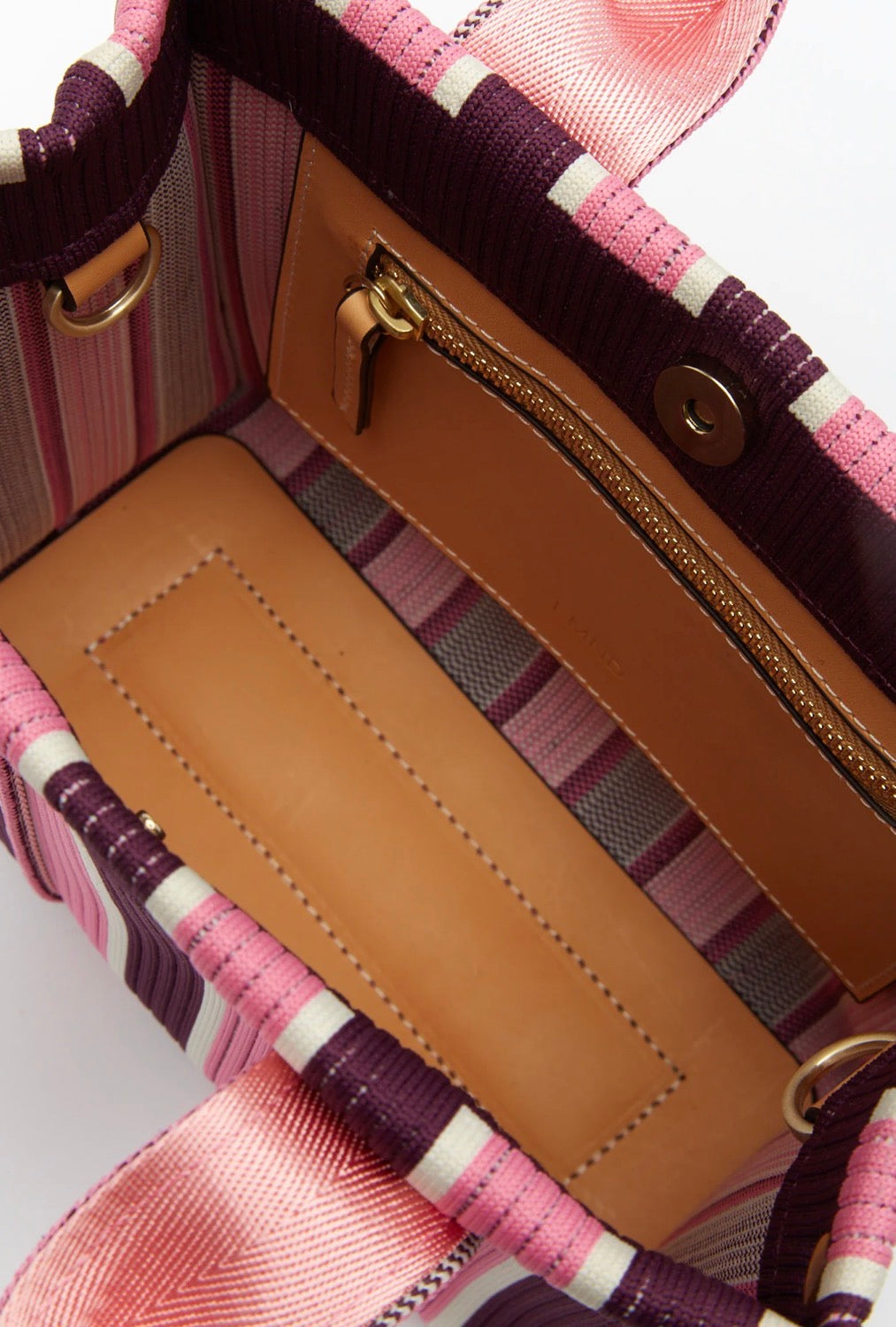 LMND Rialto Small Tote in Fig/Plumeria Stripe