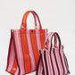LMND Rialto Small Tote in Fig/Plumeria Stripe