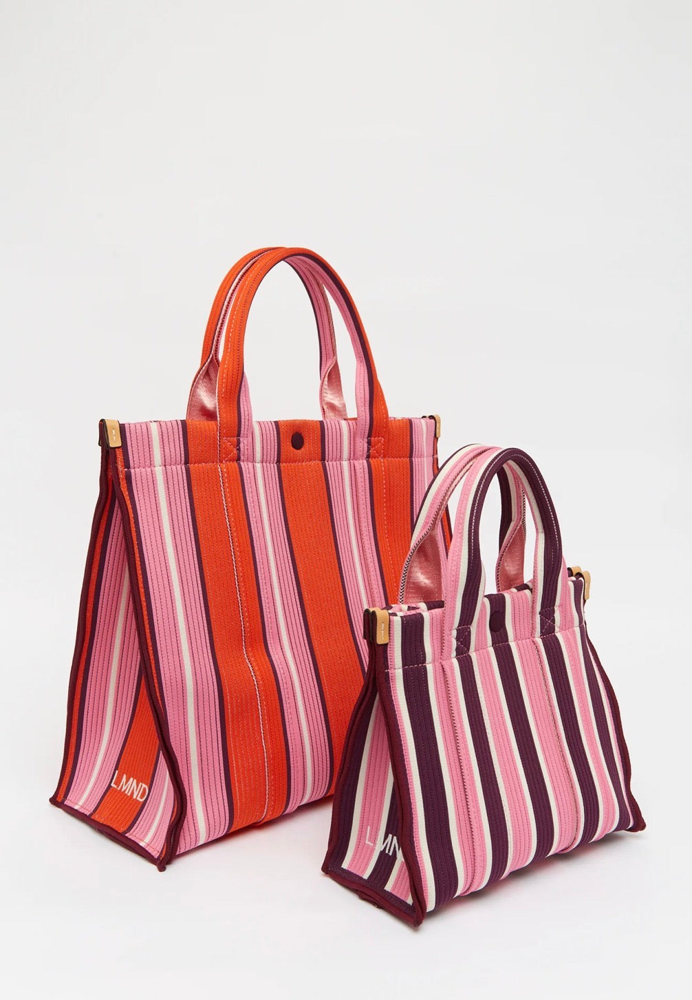 LMND Rialto Small Tote in Fig/Plumeria Stripe