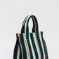 LMND Rialto Small Tote in Navy/Verde Stripe