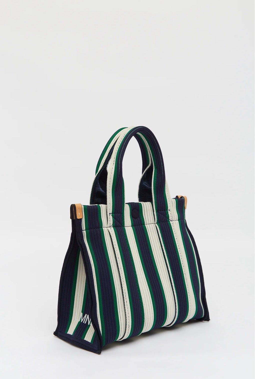 LMND Rialto Small Tote in Navy/Verde Stripe