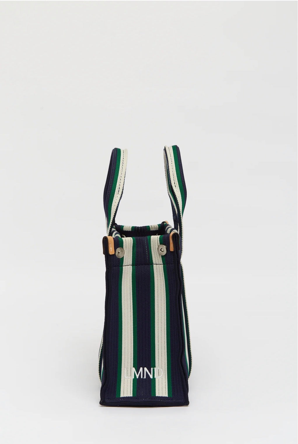 LMND Rialto Small Tote in Navy/Verde Stripe