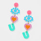 Martha Jean I love You Earrings in Multi Colour - the tartan fox