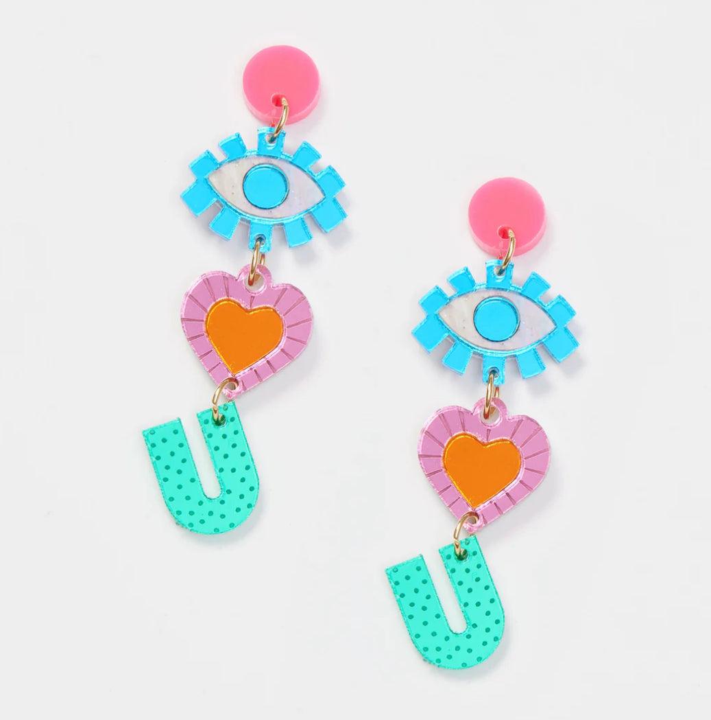 Martha Jean I love You Earrings in Multi Colour - the tartan fox