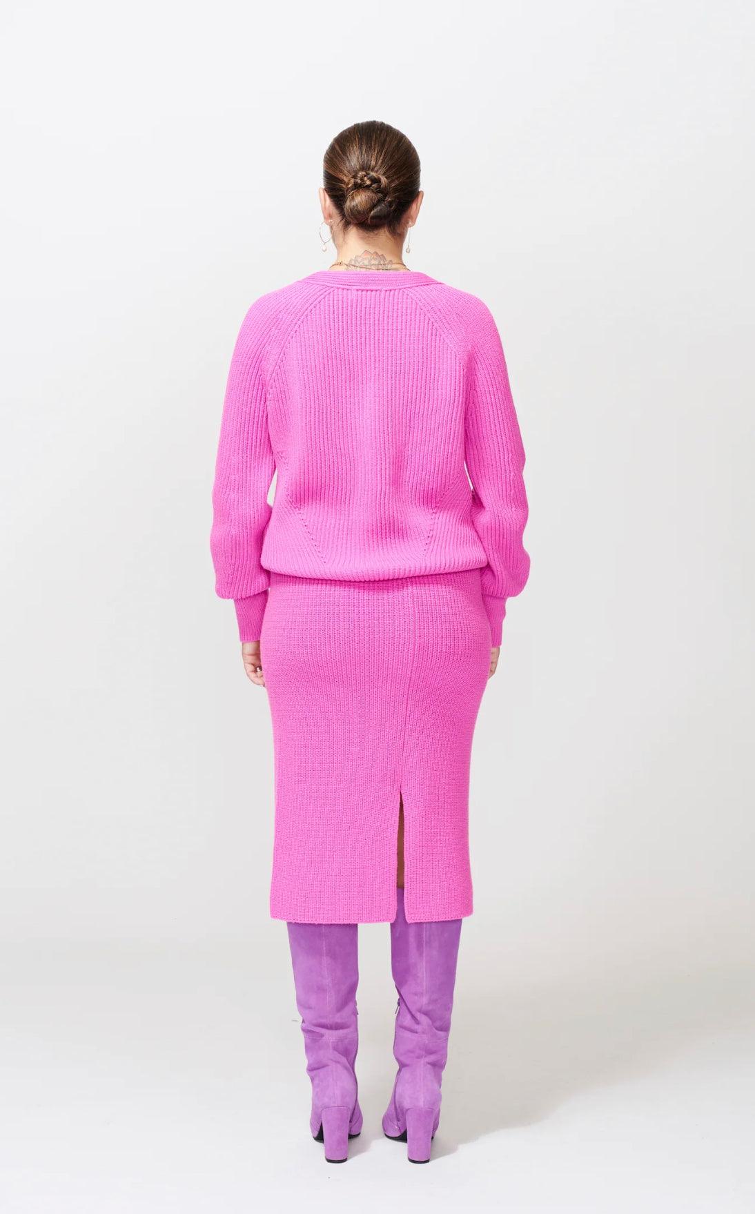 McIntyre Kate V-Neck Jumper in Bright Pink - the tartan fox