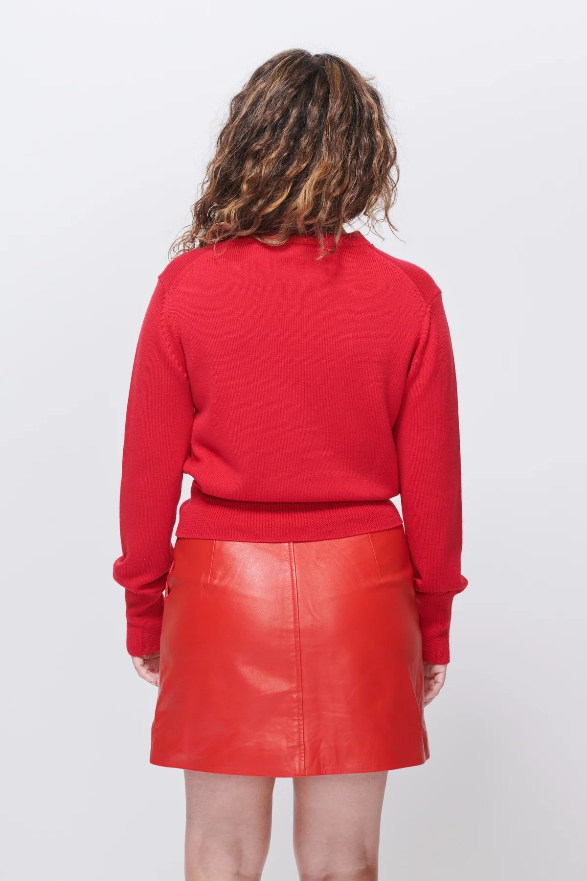 McIntyre Polly Cropped Merino Sweater in Red - the tartan fox