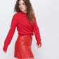 McIntyre Polly Cropped Merino Sweater in Red - the tartan fox