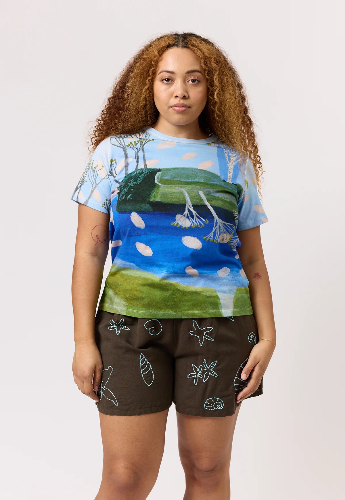 Nancybird Apollo Tee in Lagoon - the tartan fox