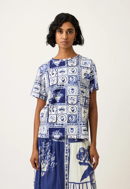 Nancybird Apollo Tee in Lyon Tile - the tartan fox