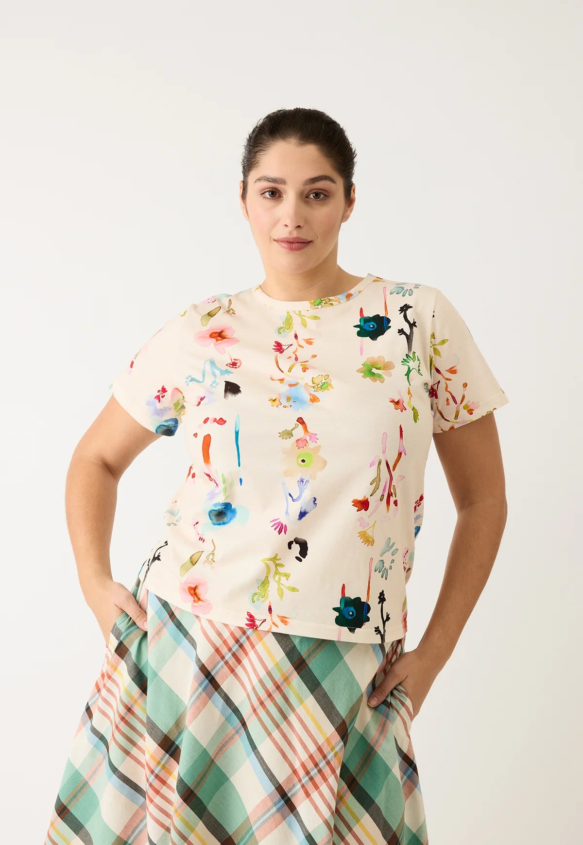 Nancybird Apollo Tee in Watercolour Cream - the tartan fox