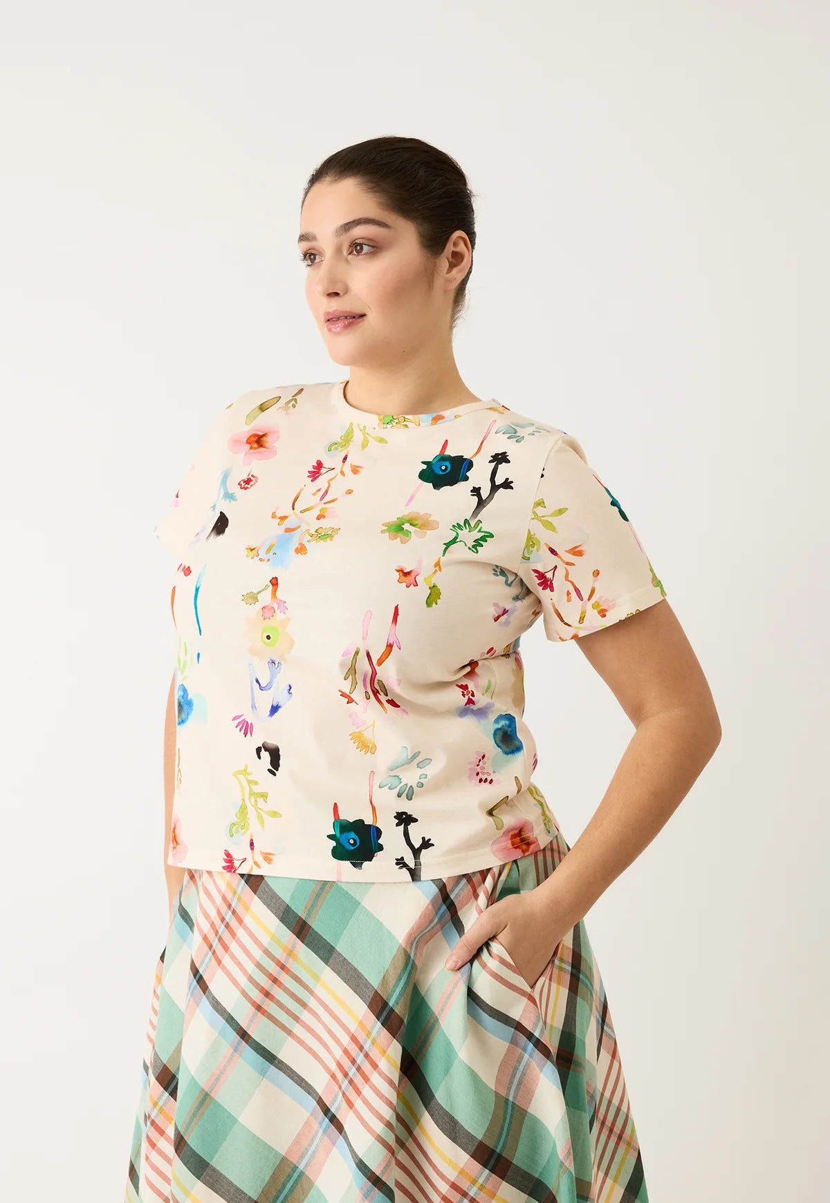 Nancybird Apollo Tee in Watercolour Cream - the tartan fox