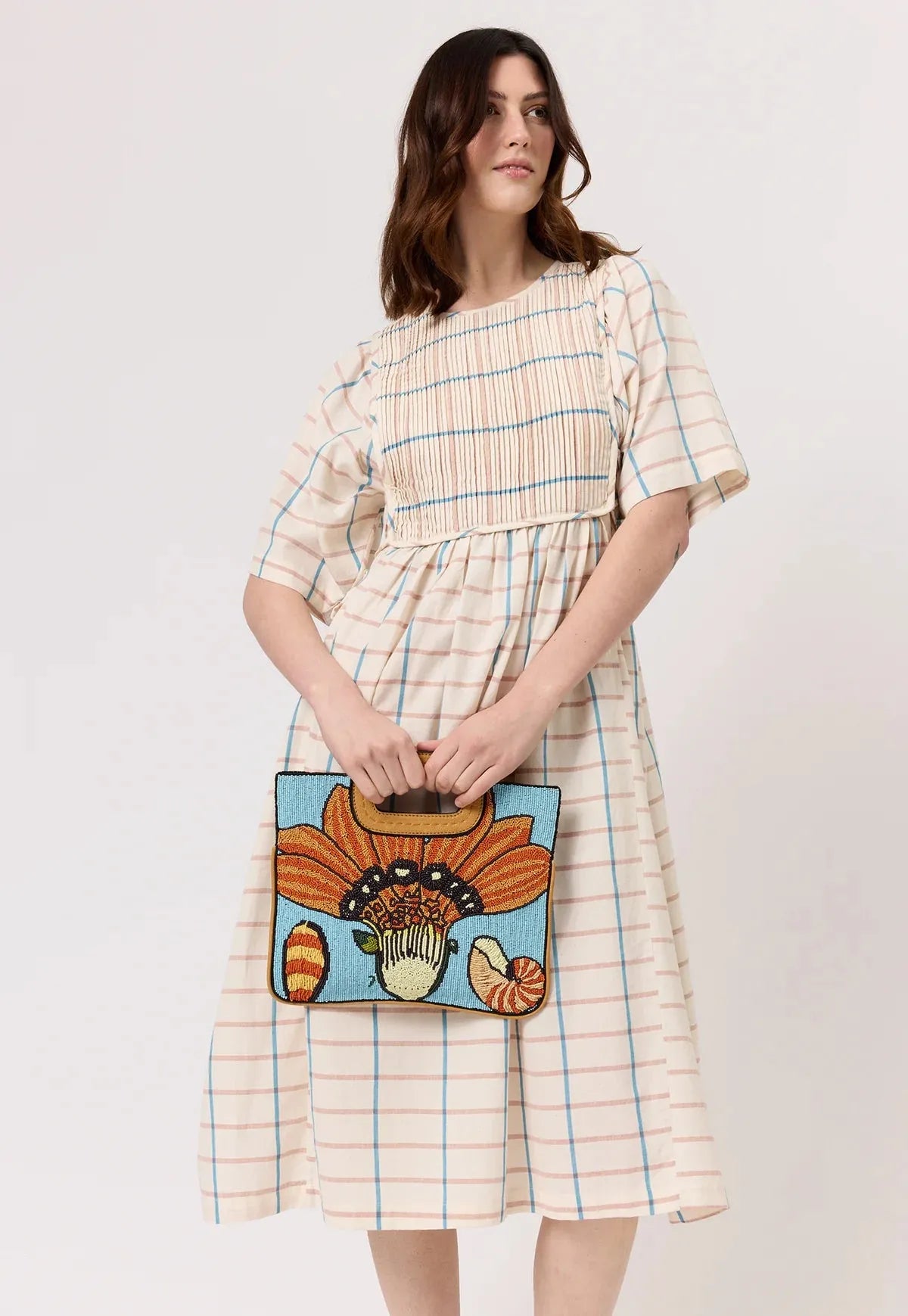 Nancybird Beaded Clutch in Rust Shell - the tartan fox