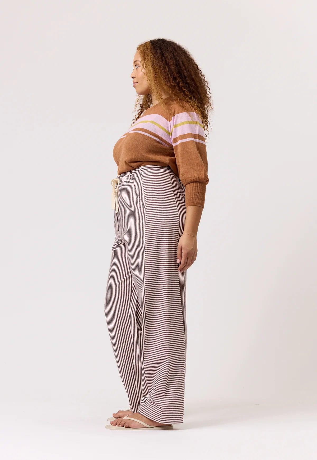 Nancybird Harriet Pant in Ochre Stripe - the tartan fox