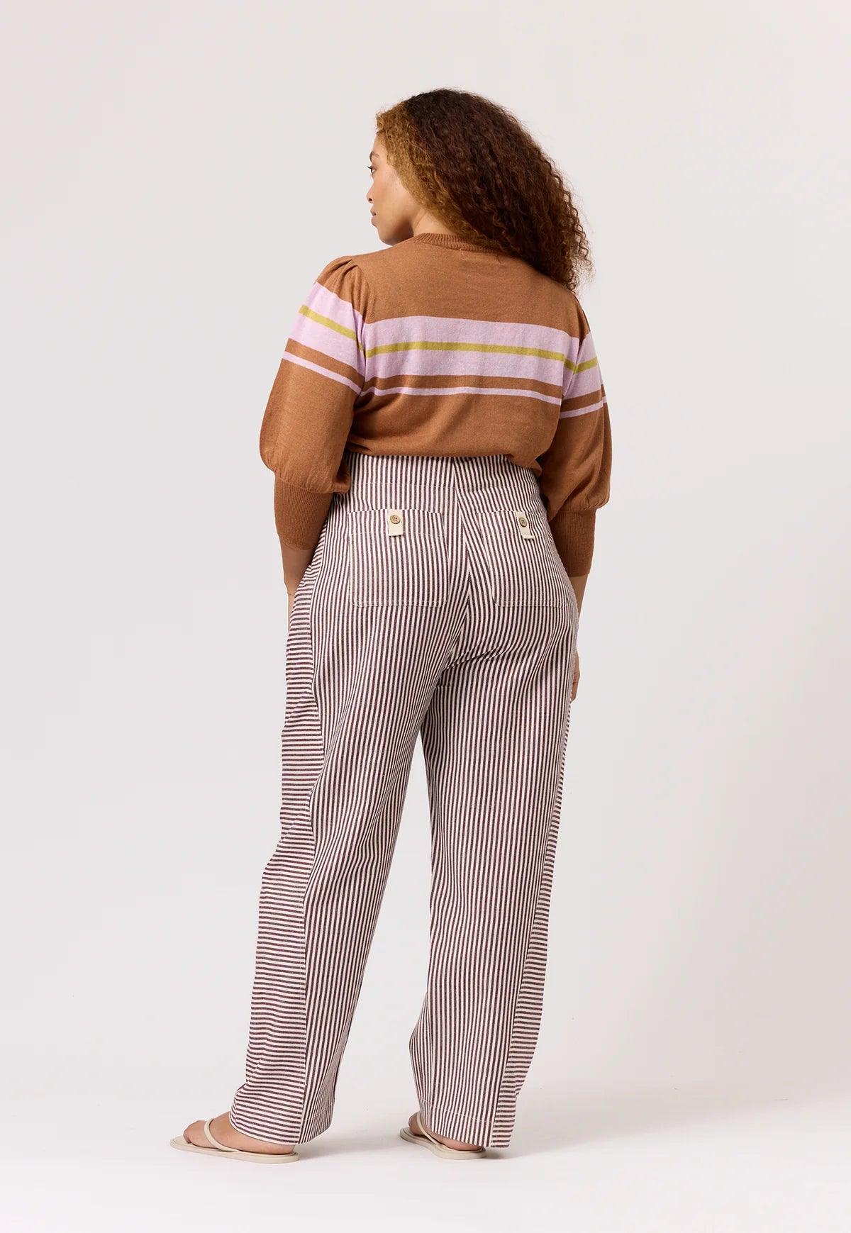 Nancybird Harriet Pant in Ochre Stripe - the tartan fox