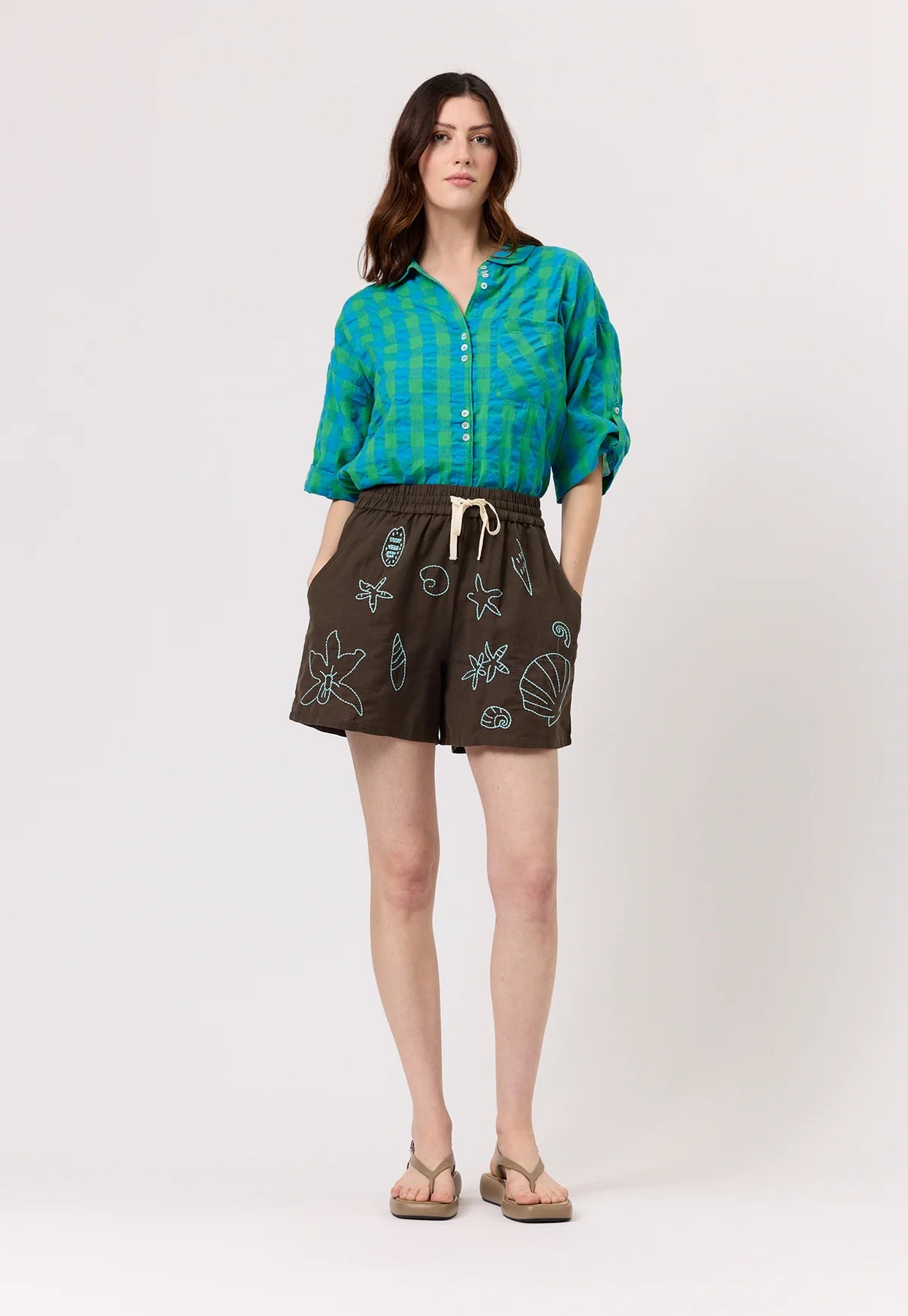 Nancybird Iris Short in Embroidered Shell - the tartan fox